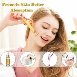 24K Gold Electric Face Massager T-Shape Vibrating Beauty Roller for Glowing Skin