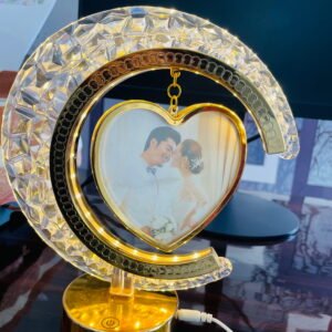 Motivatebox LED Half Moon Crystal Lamp Photo Frame Personalized Gift Lamp for Birthday, Anniversary & Wedding